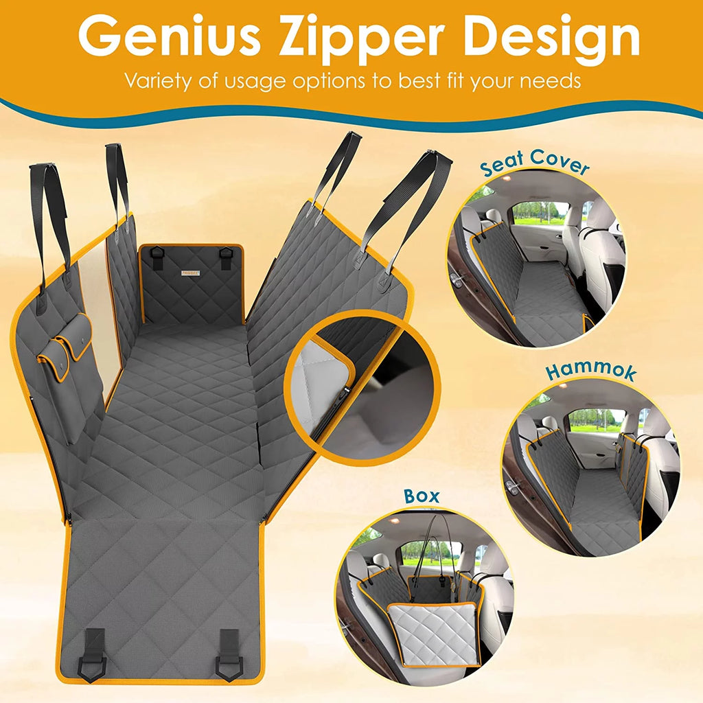 Dog Seat Cover – Waterproof & Nonslip Hammock for Dogs with Mesh Window & Seat Belt