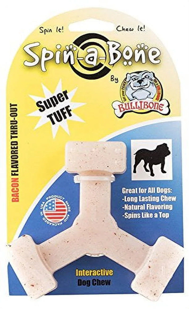 Spin-A-Bone Durable Nylon Chew Toy with Bacon Flavor for Dogs