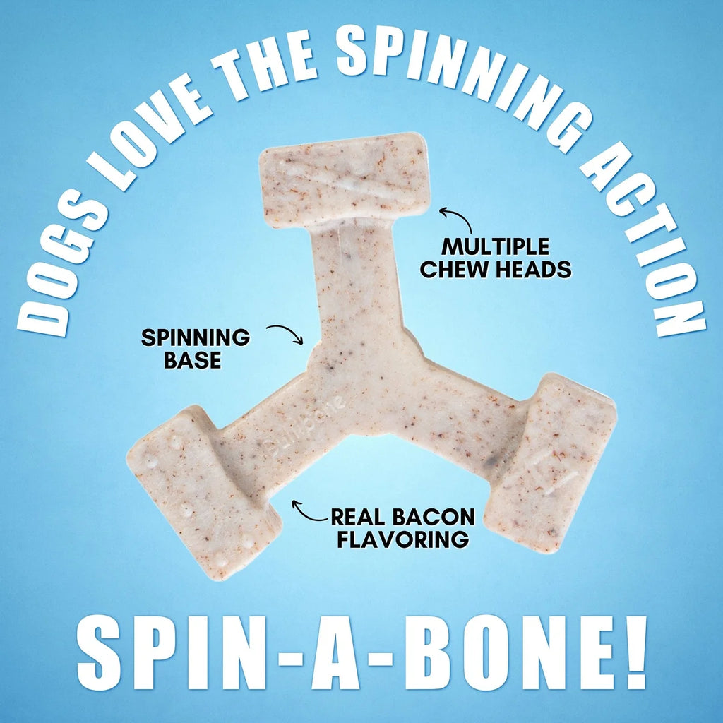 Spin-A-Bone Durable Nylon Chew Toy with Bacon Flavor for Dogs