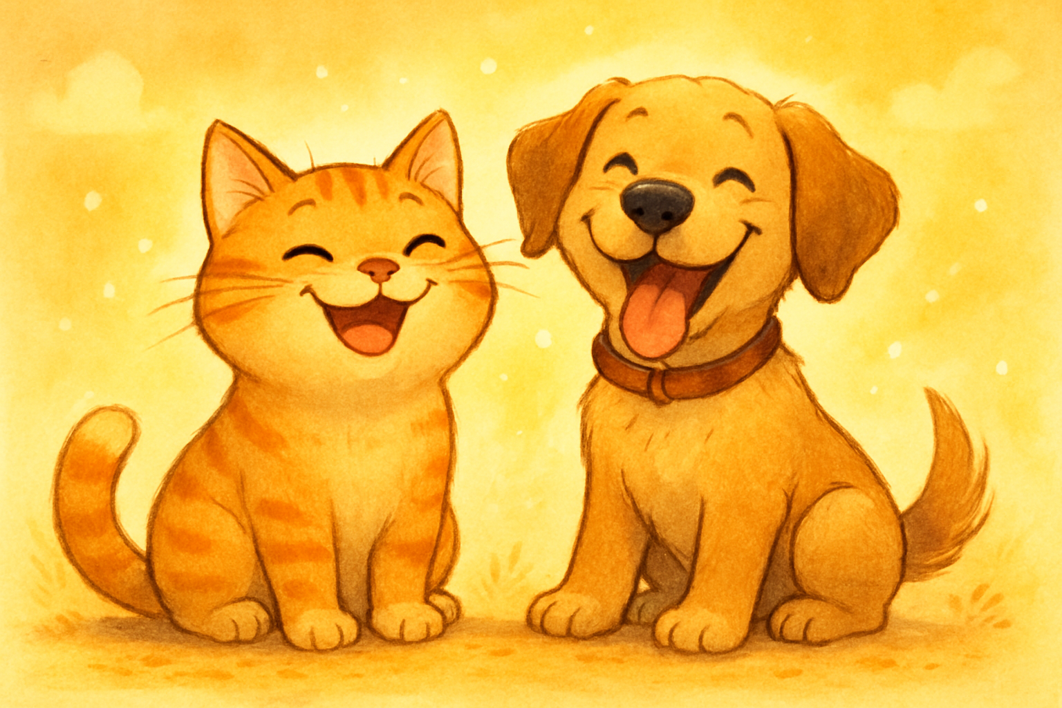 cat and dog happy