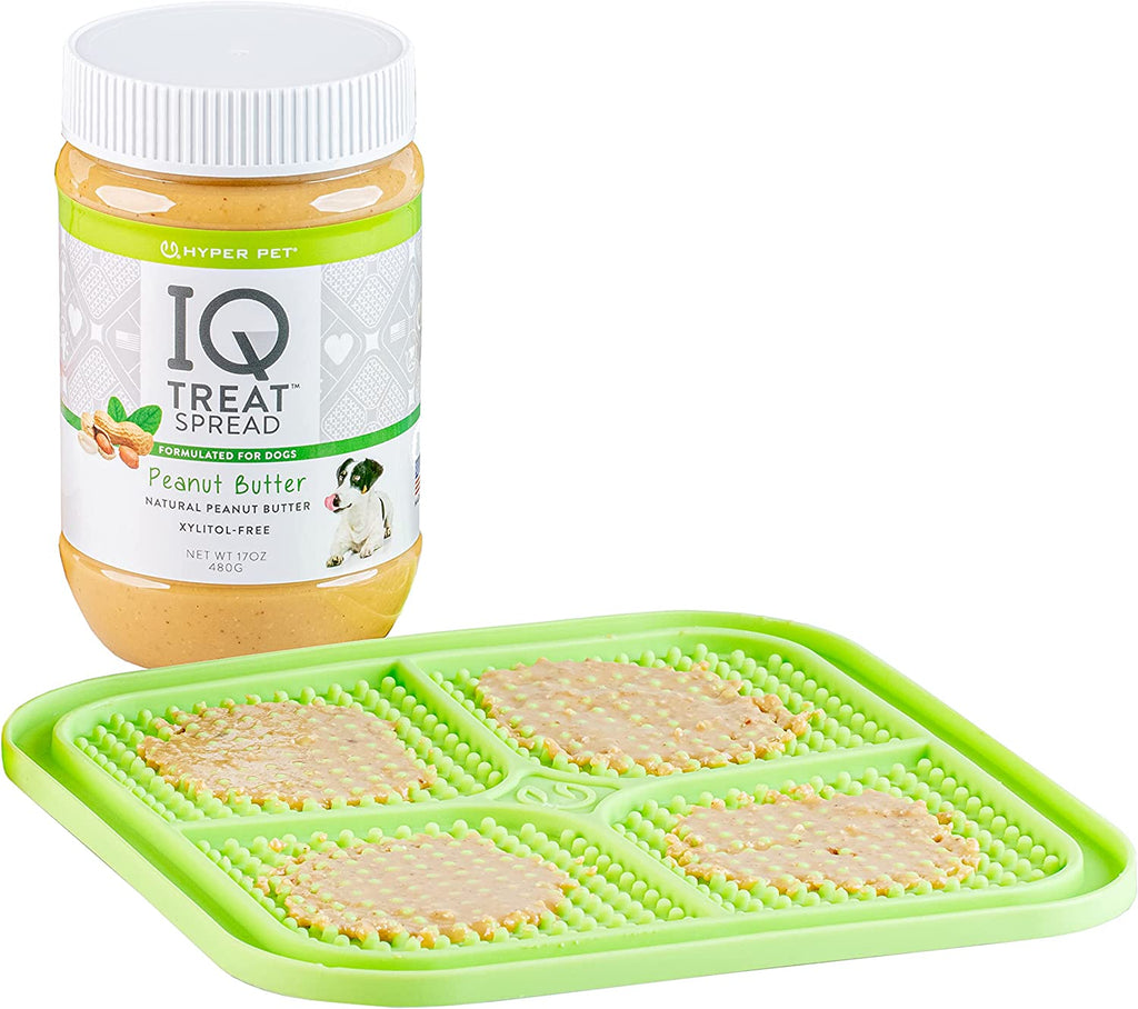 IQ Treat Spread Dog Peanut Butter & IQ Treat Mat Dog Lick Mat (100% Natural-Xylitol Free Peanut Butter for Dogs & IQ Treat Mat Dog Lick Mat for Dogs) Dog Treats, Dog Snacks & Dog Licking Mat